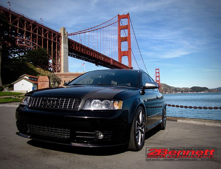 Black 2005 Audi S4 Avant in front of the Golden Gate Bridge
